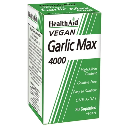 Health Aid Garlic Max 4000, 30 Veg Capsules