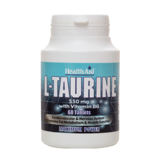 Health Aid L-Taurine 550mg with Vitamin B6, 60 tablets