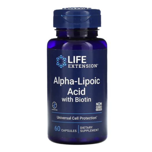 Life Extension Super Alpha Lipocid 250mg Wih Biotin 2500mcg, 60 capsules