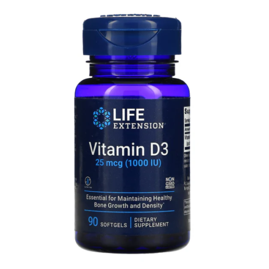 Life Extension, Vitamin D3, 25 Mcg (1,000 IU), 90 Softgels