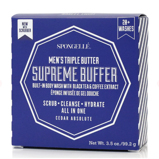 Spongelle Men Supreme Buffer Tea/coffe 20+ Washes, 99.2g