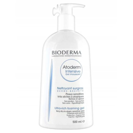 BIODERMA ATODERM INTENSIVE GEL, ULTRA RICH FOAMING GEL FOR VERY DRY TO ATOPIC SENSITIVE SKIN. CLEANSES AND SOOTHES 500ML