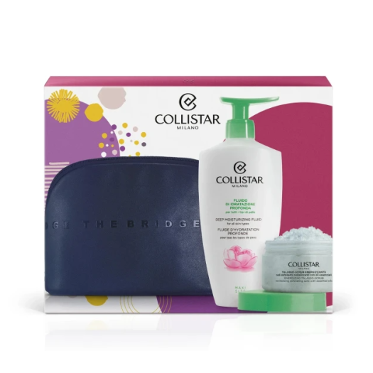 Collistar Deep Moisturizing Fluid 400ml + Energizing Talasso Scrub 150gr Dark Blue Bag The Bridge