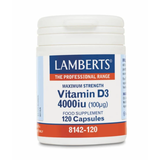 Lamberts Vitamin D3 4000IU x 120 Capsules - Supports Health Of Teeth, Bones And Immune System