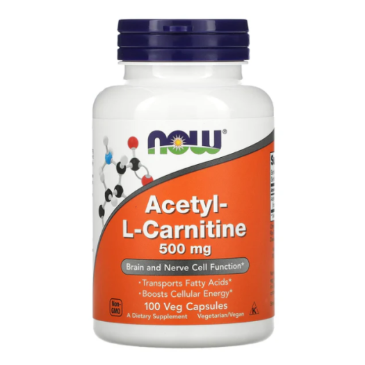 Now  Acetyl L-Carn 500 Mg, 100 Veg Capsules