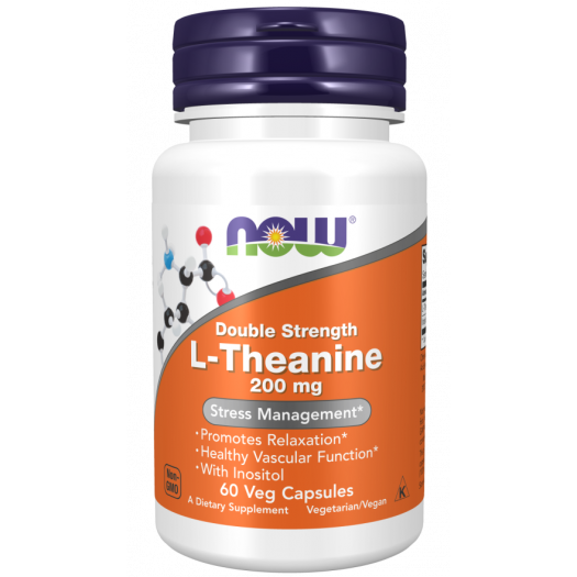 Now L-Theanine, Double Strength 200mg, 60 Veg Capsules