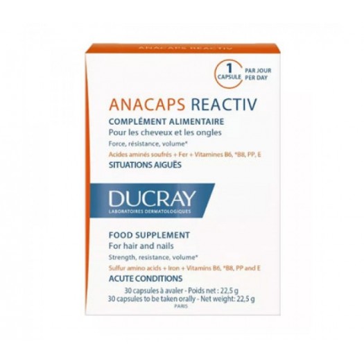 Ducray Anacaps Reactiv For Hair And Nails, 30 Capsules