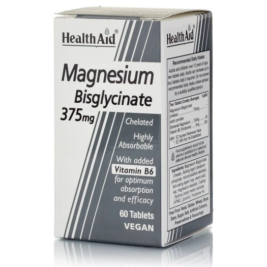 Health Aid Magnesium Bisglycinate 375mg, 60tabs