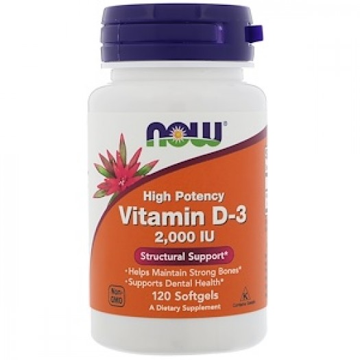 Now Vitamin D-3 High Potency 2,000 IU, 120 Softgels