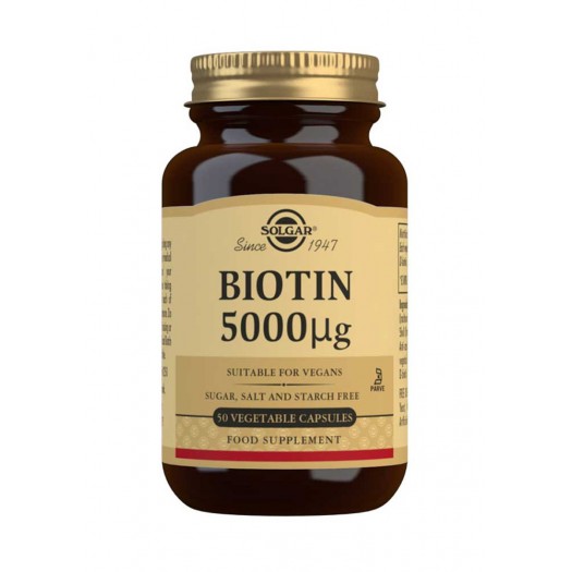 Solgar Biotin 5000 mcg, 50 Vegetable Capsules